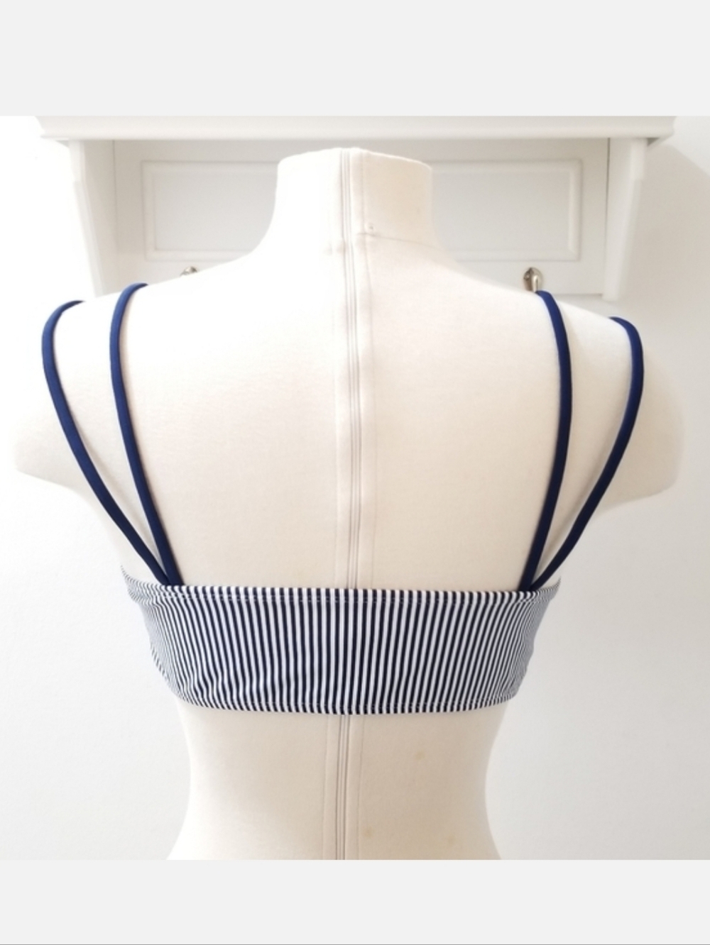 Kensie Strappy Balconette Bikini Top Navy & White Stripe L-XL